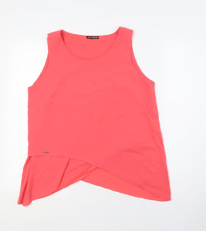 Chic Dress Womens Pink Polyester Basic Button-Up Size M Scoop Neck