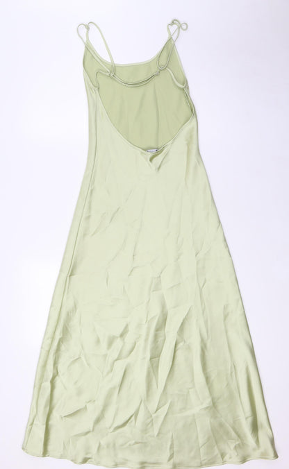 Zara Womens Green Polyester A-Line Size S Scoop Neck