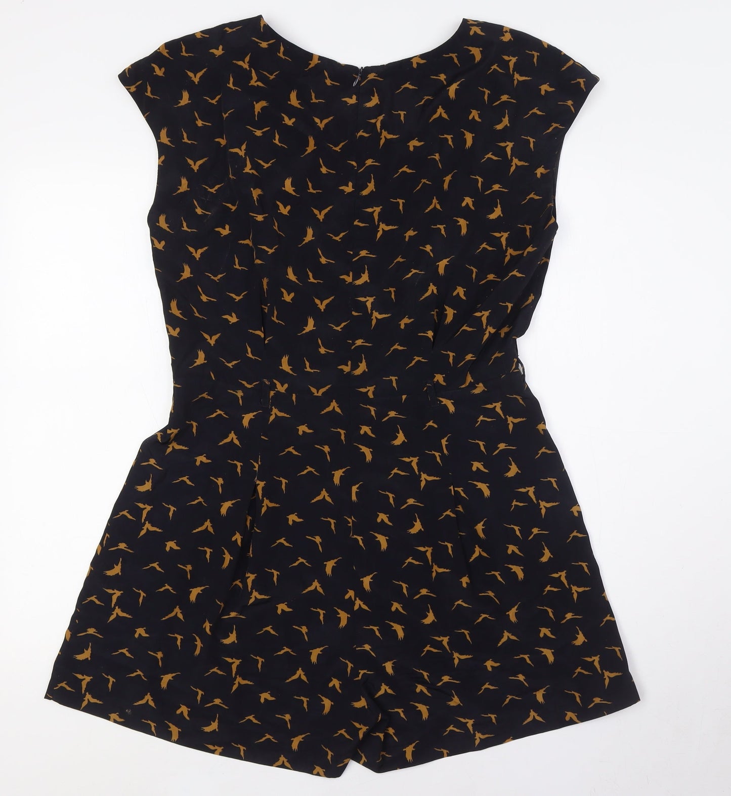 Dotti Womens Black Polyester Playsuit One-Piece Size 12 L3 in Zip - Bird Fabric