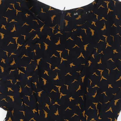 Dotti Womens Black Polyester Playsuit One-Piece Size 12 L3 in Zip - Bird Fabric