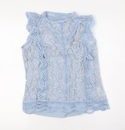 Womens UK Size S Adiva Blue Basic Button-Up