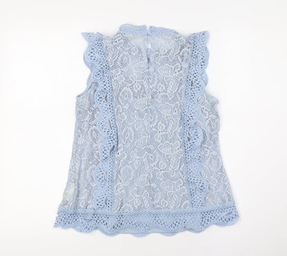 Womens UK Size S Adiva Blue Basic Button-Up