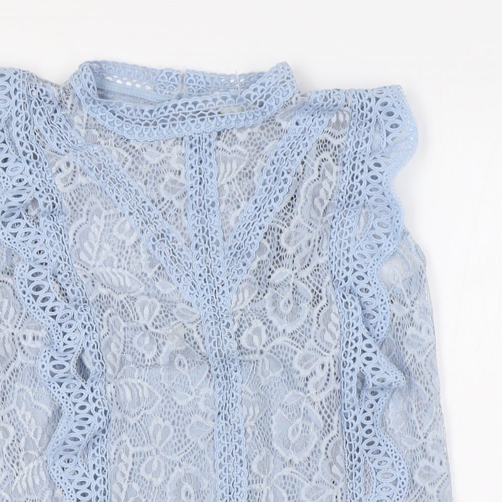 Womens UK Size S Adiva Blue Basic Button-Up