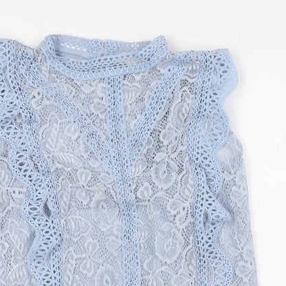 Womens UK Size S Adiva Blue Basic Button-Up