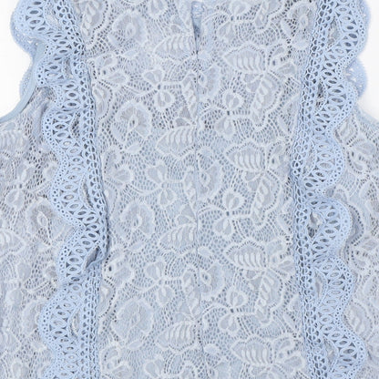 Womens UK Size S Adiva Blue Basic Button-Up