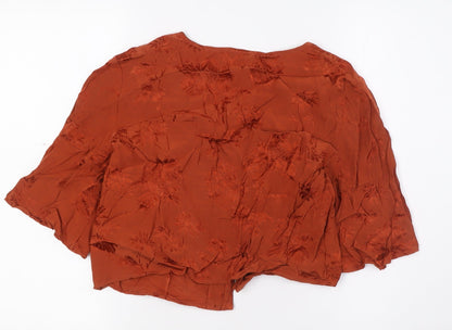 Womens UK Size S Zara Orange Cropped Button-Up