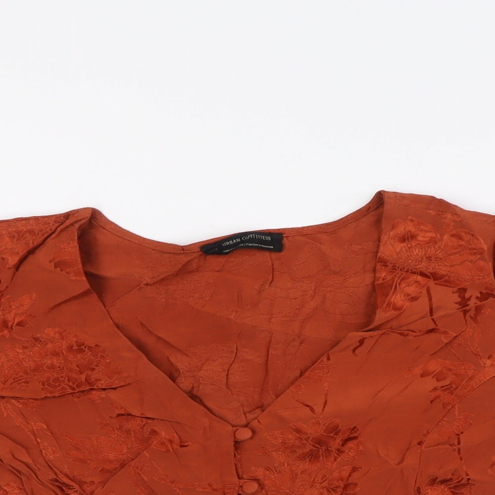 Womens UK Size S Zara Orange Cropped Button-Up