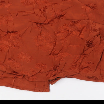 Womens UK Size S Zara Orange Cropped Button-Up
