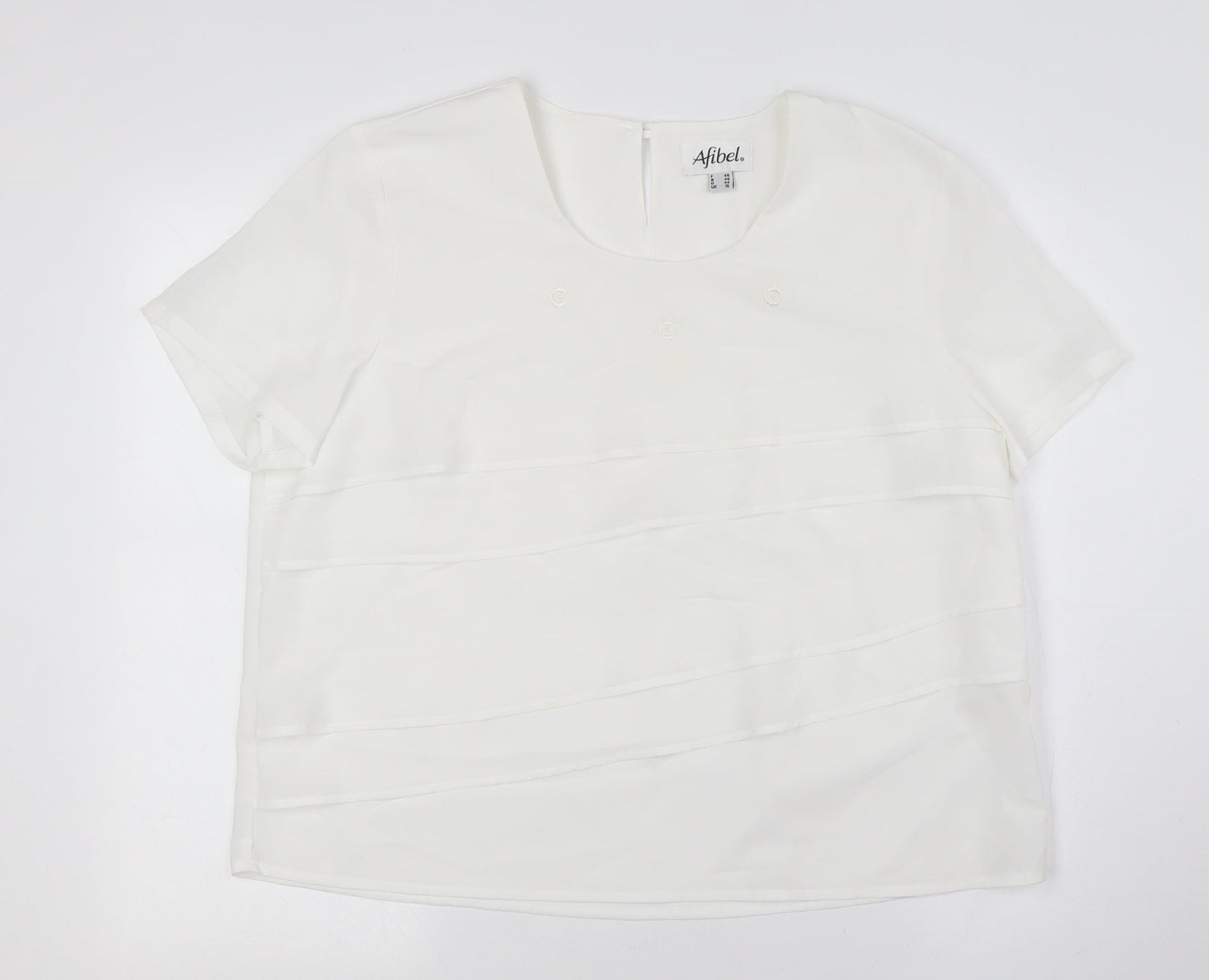 Womens UK Size 16 Afibel White Basic Button-Up