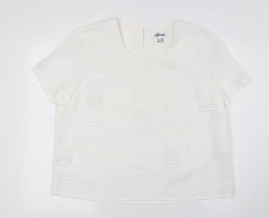 Womens UK Size 16 Afibel White Basic Button-Up