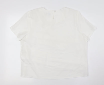 Womens UK Size 16 Afibel White Basic Button-Up
