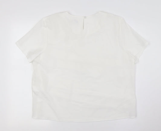 Womens UK Size 16 Afibel White Basic Button-Up