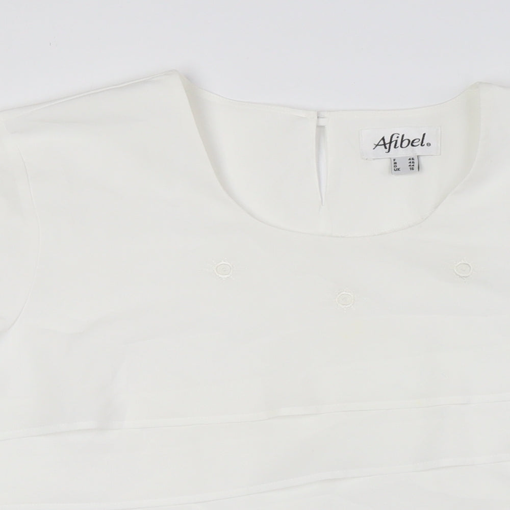 Womens UK Size 16 Afibel White Basic Button-Up