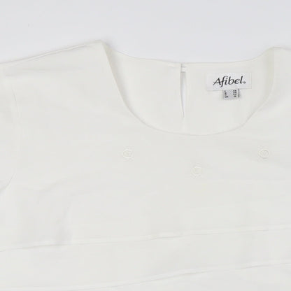 Womens UK Size 16 Afibel White Basic Button-Up