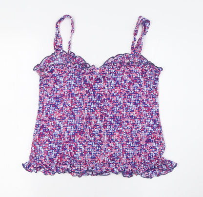 Per Una Womens Purple Polka Dot Cotton Basic Button-Up Size 12 Scoop Neck
