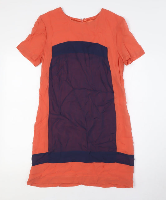 French Connection Womens Orange Viscose A-Line Size 10 Round Neck Zip