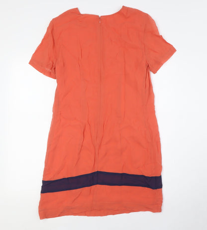 French Connection Womens Orange Viscose A-Line Size 10 Round Neck Zip