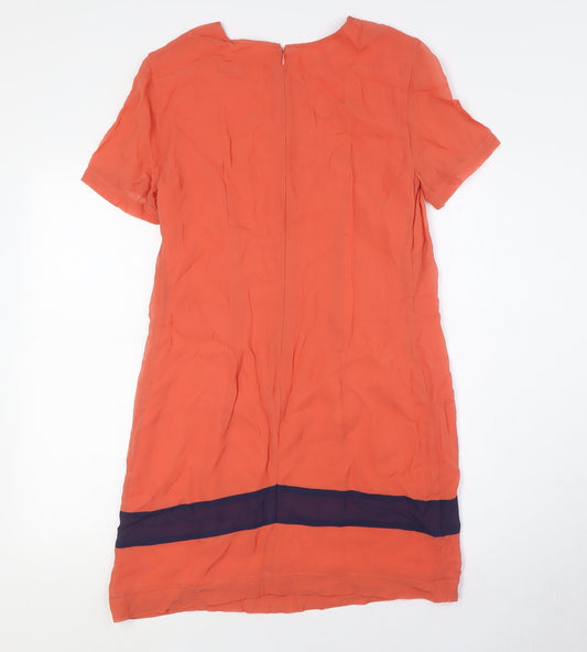 French Connection Womens Orange Viscose A-Line Size 10 Round Neck Zip