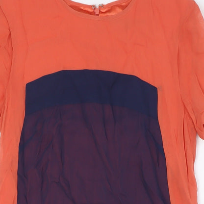 French Connection Womens Orange Viscose A-Line Size 10 Round Neck Zip