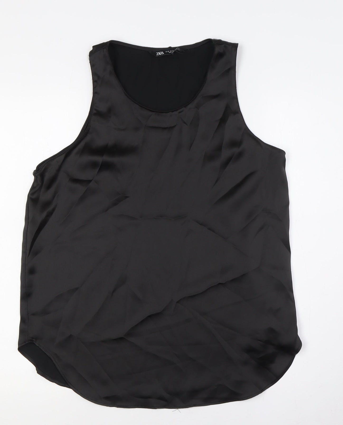 Womens UK Size M Zara Black Basic Button-Up