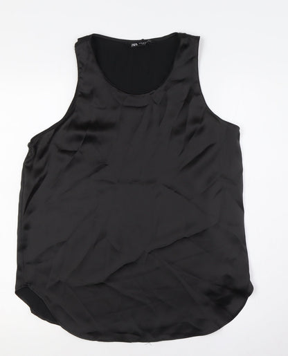 Womens UK Size M Zara Black Basic Button-Up
