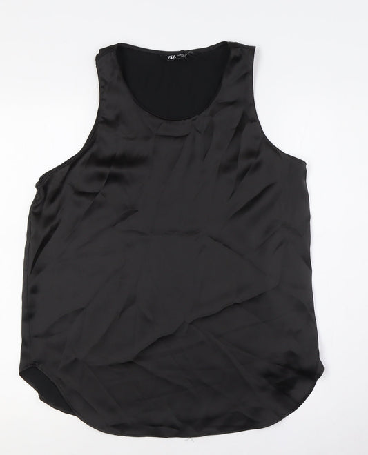 Womens UK Size M Zara Black Basic Button-Up
