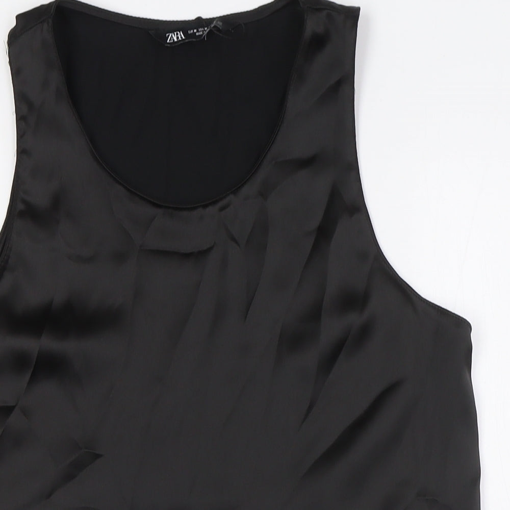 Womens UK Size M Zara Black Basic Button-Up