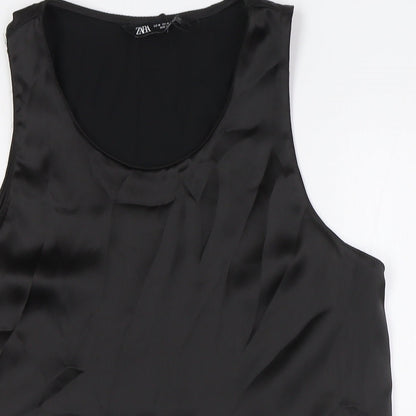 Womens UK Size M Zara Black Basic Button-Up