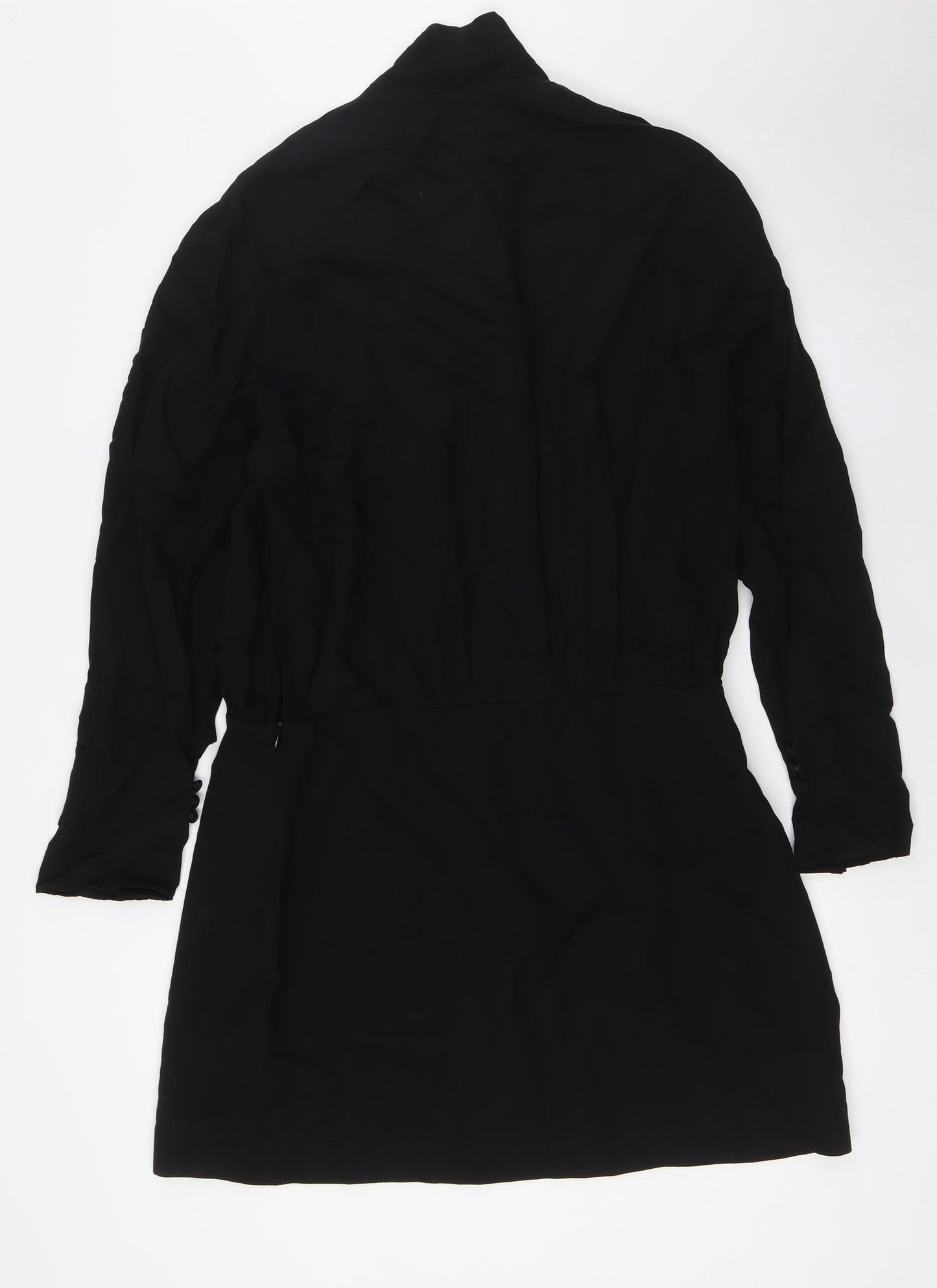 Zara Womens Black Viscose A-Line Size 2XL Collared Button