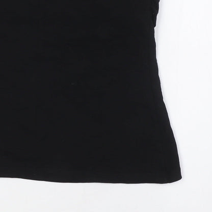 Womens UK Size M H&M Black Basic Button-Up