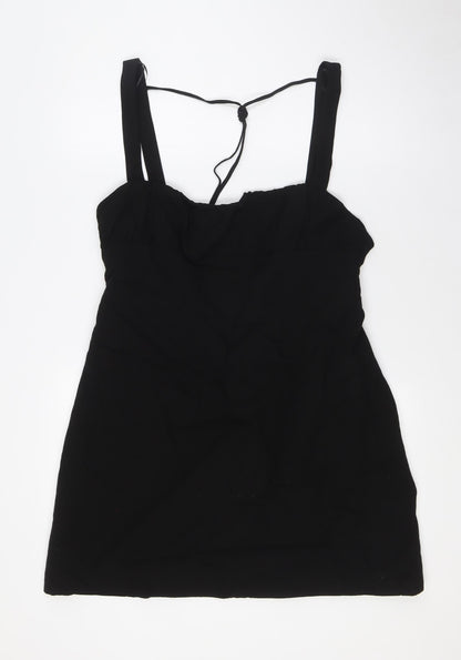 Zara Womens Black Polyester A-Line Size XL Square Neck Zip