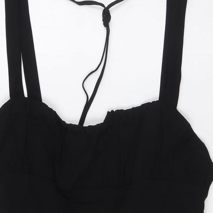 Zara Womens Black Polyester A-Line Size XL Square Neck Zip