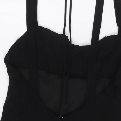 Zara Womens Black Polyester A-Line Size XL Square Neck Zip