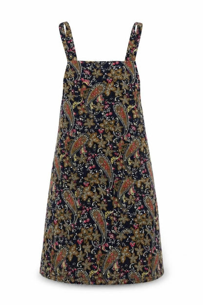 Glamorous Womens Multicoloured Paisley 100% Cotton Pinafore/Dungaree Dress Size XS Square Neck Zip