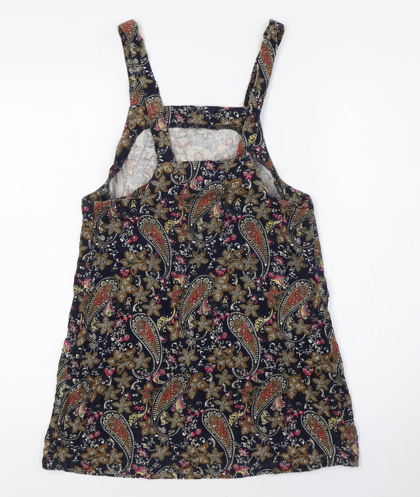 Glamorous Womens Multicoloured Paisley 100% Cotton Pinafore/Dungaree Dress Size XS Square Neck Zip