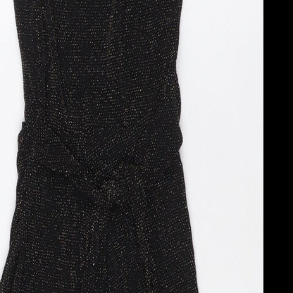 PRETTYLITTLETHING Womens Black Polyester Playsuit One-Piece Size 10 L8 in - Sparkle