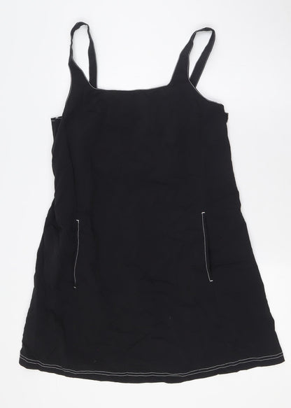 Topshop Womens Black Nylon A-Line Size 10 Square Neck