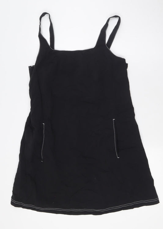 Topshop Womens Black Nylon A-Line Size 10 Square Neck