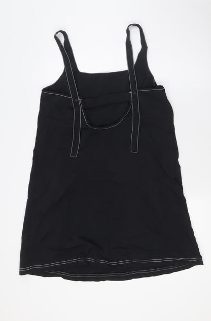 Topshop Womens Black Nylon A-Line Size 10 Square Neck