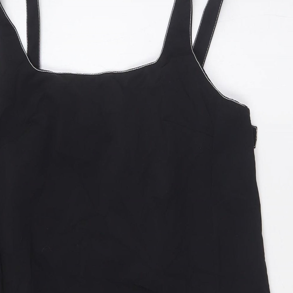 Topshop Womens Black Nylon A-Line Size 10 Square Neck