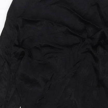 Zara Womens Black Viscose A-Line Size L Collared Button - Tie Front