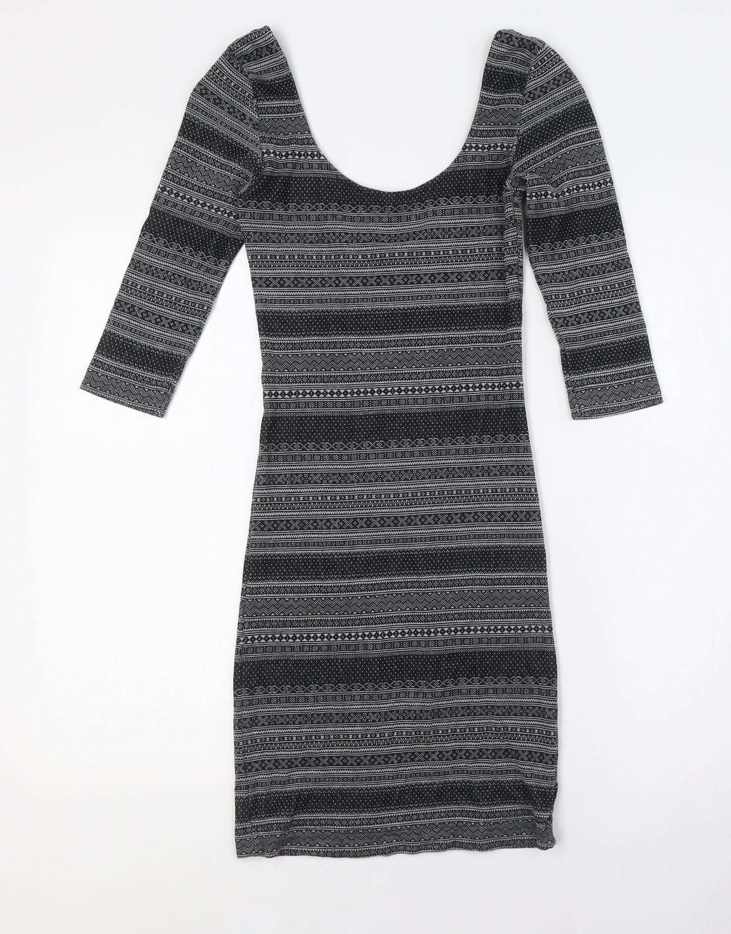 Miss Selfridge Womens Black Cotton Bodycon Size 4 Scoop Neck