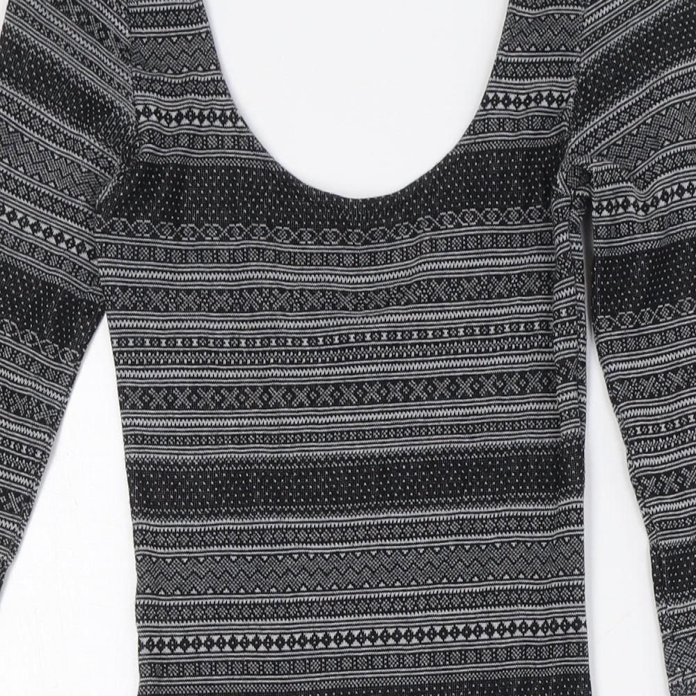 Miss Selfridge Womens Black Cotton Bodycon Size 4 Scoop Neck