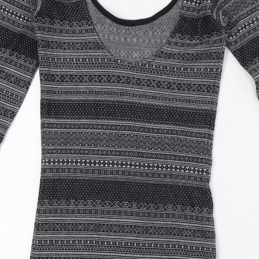 Miss Selfridge Womens Black Cotton Bodycon Size 4 Scoop Neck