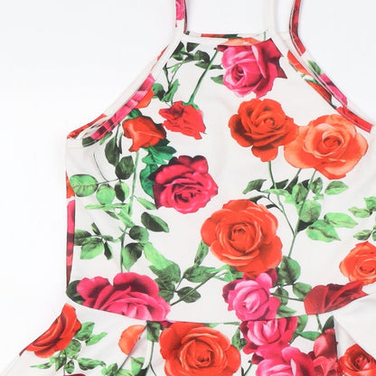 Select Womens Multicoloured Floral Polyester A-Line Size 10 Round Neck