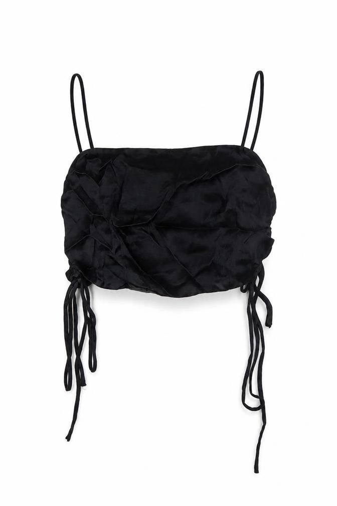 Womens UK Size M Zara Black Cropped Button-Up