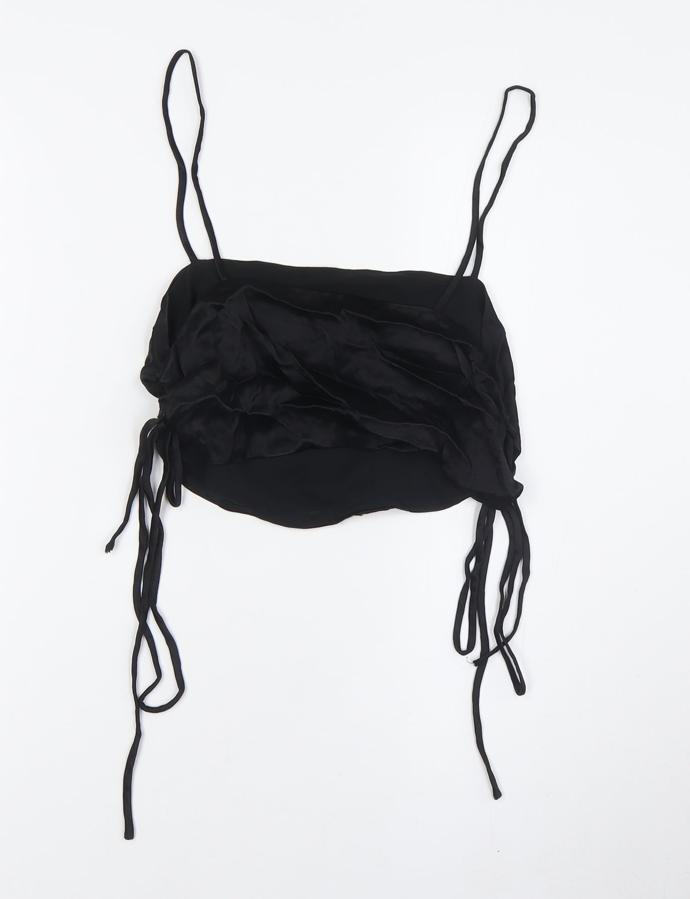 Womens UK Size M Zara Black Cropped Button-Up