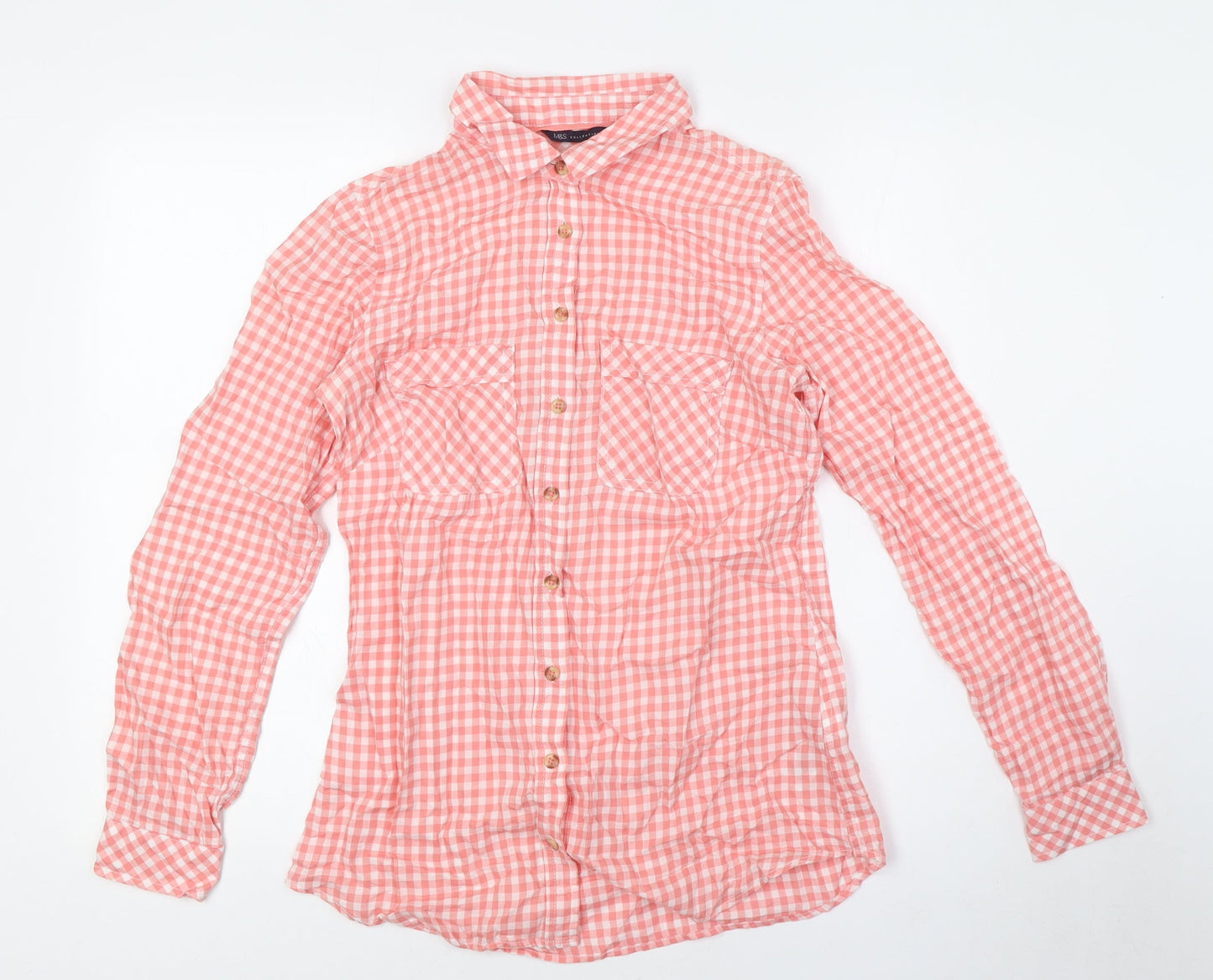 Womens UK Size 8 Marks and Spencer Red Basic Button-Up