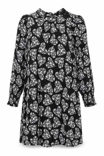Next Womens Black Viscose A-Line Size 18 Mock Neck Button - Hearts