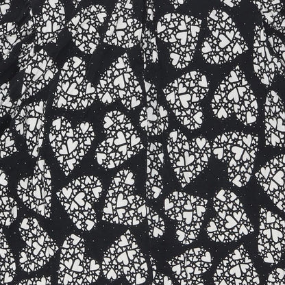 NEXT Womens Black Viscose A-Line Size 18 Mock Neck Button - Hearts